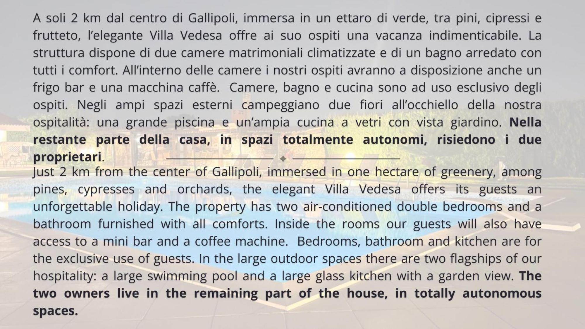 Villa Vedesa Gallipolli Exteriör bild
